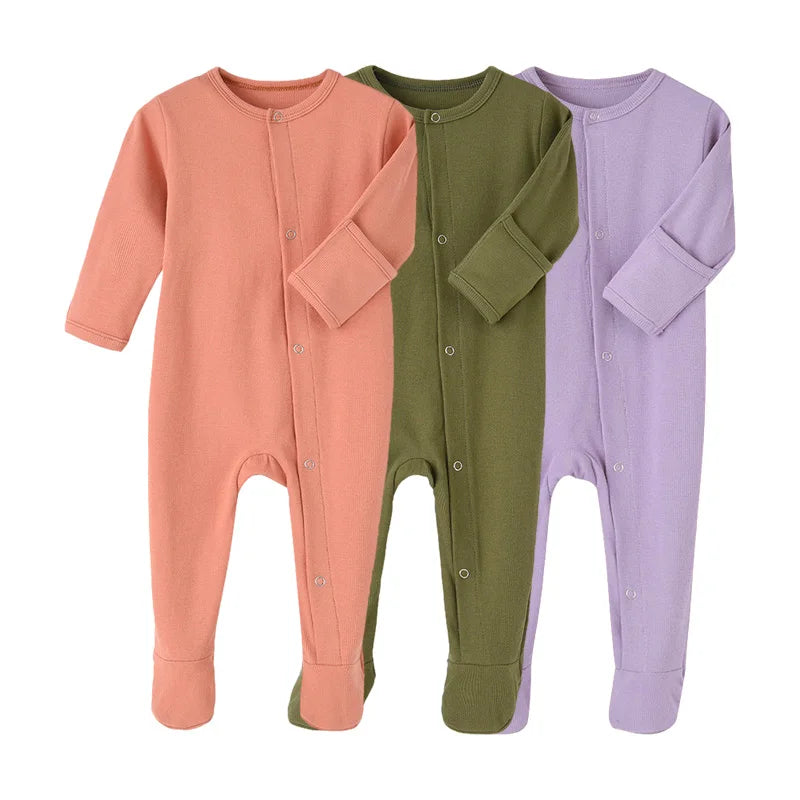 0-12 M Cotton Newborn Bodysuit Solid Color Baby Romper for Boys Girls Long Sleeve Jumpsuit Toddler Infant Clothing Spring Autumn