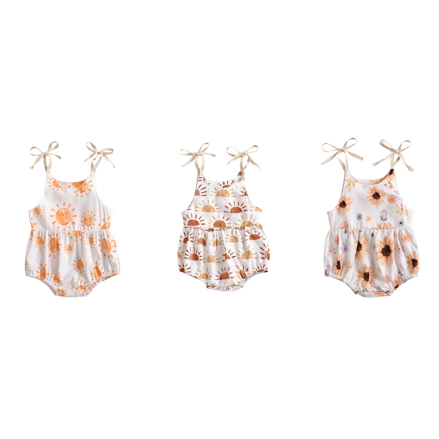 0-24M Newborn Infant Baby Girl Sun Sunflowe Print Sleeveless Romper Jumpsuit Summer Toddler Clothing