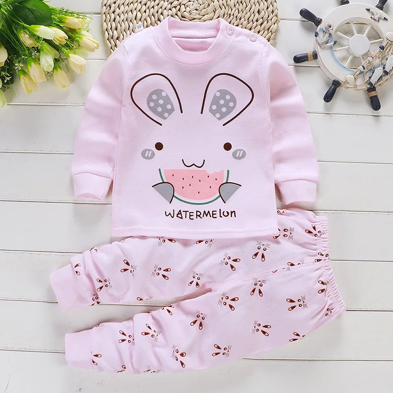 2024 Spring Autumn New Baby Clothing Set Cartoon Cotton Baby Boys Clothing Girls Suit Set 0-3 Year Baby Clothes