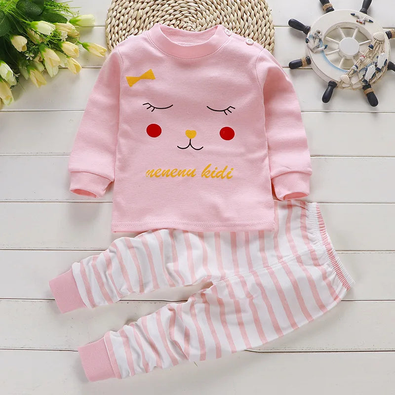 2024 Spring Autumn New Baby Clothing Set Cartoon Cotton Baby Boys Clothing Girls Suit Set 0-3 Year Baby Clothes