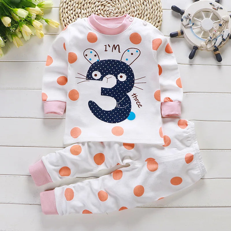 2024 Spring Autumn New Baby Clothing Set Cartoon Cotton Baby Boys Clothing Girls Suit Set 0-3 Year Baby Clothes