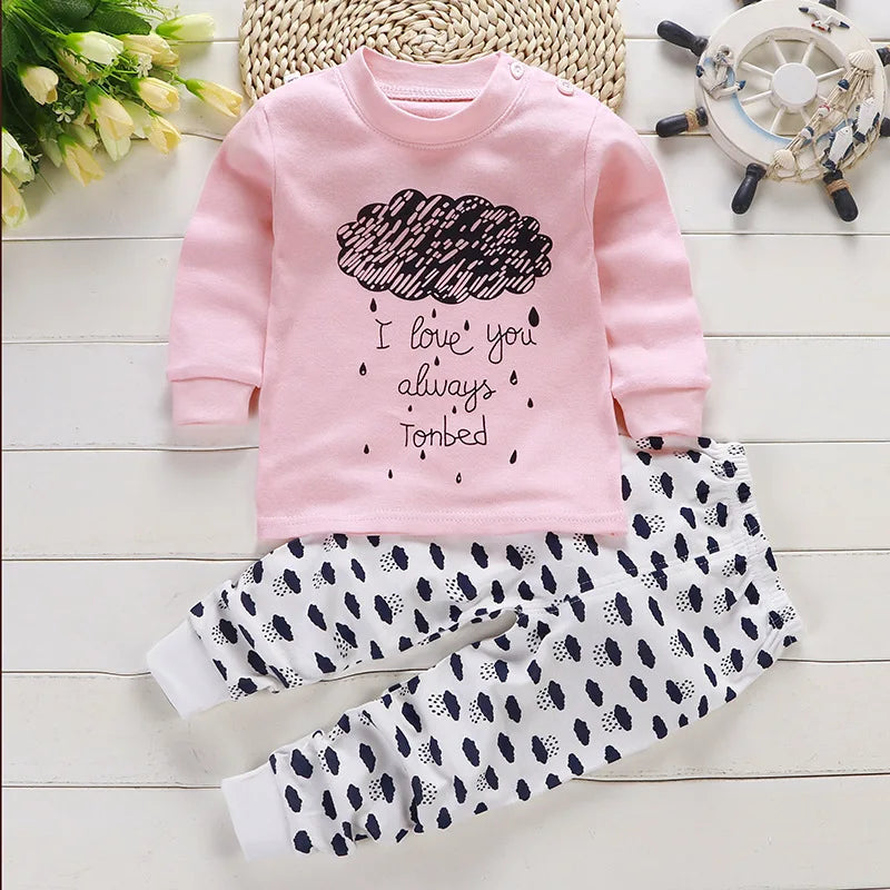 2024 Spring Autumn New Baby Clothing Set Cartoon Cotton Baby Boys Clothing Girls Suit Set 0-3 Year Baby Clothes