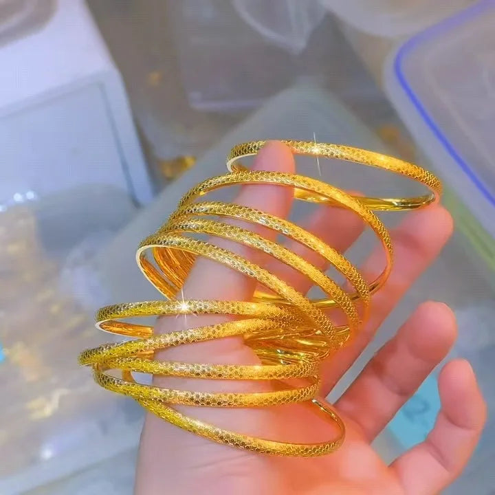 9999 24K real gold 4mm flash dragon scale bracelet women's ancient gold shop the same imitation bracelet fashion hand jewelry