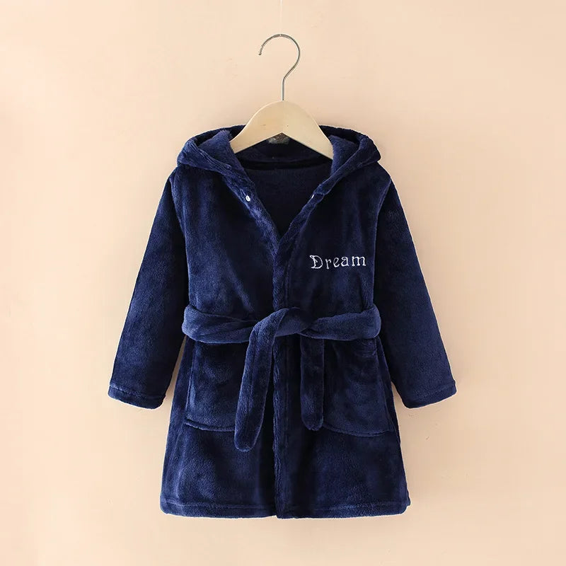 Warm Soft Children Flannel Pajamas New Boys Dinosaur Robe Autumn Winter Kids Bathrobe Baby Girl Homewear Child Sleepwear 2-8Year