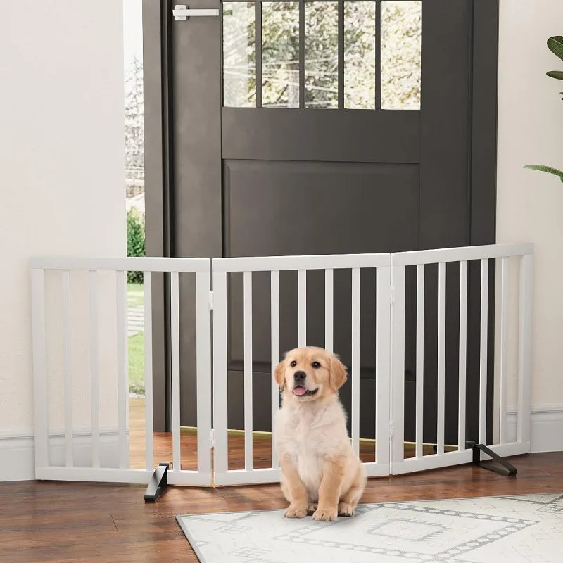 Dog Gate, Bamboo Freestanding Dog Gates for Doorways, Foldable Dog Gate Indoor, Pet Gates for Doorways Bedroom, Puppy Gate