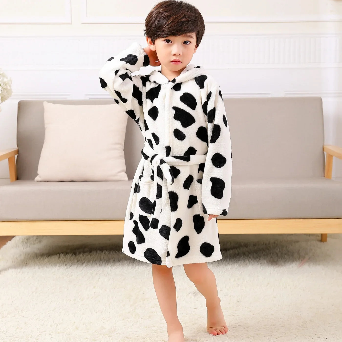 Warm Soft Children Flannel Pajamas New Boys Dinosaur Robe Autumn Winter Kids Bathrobe Baby Girl Homewear Child Sleepwear 2-8Year