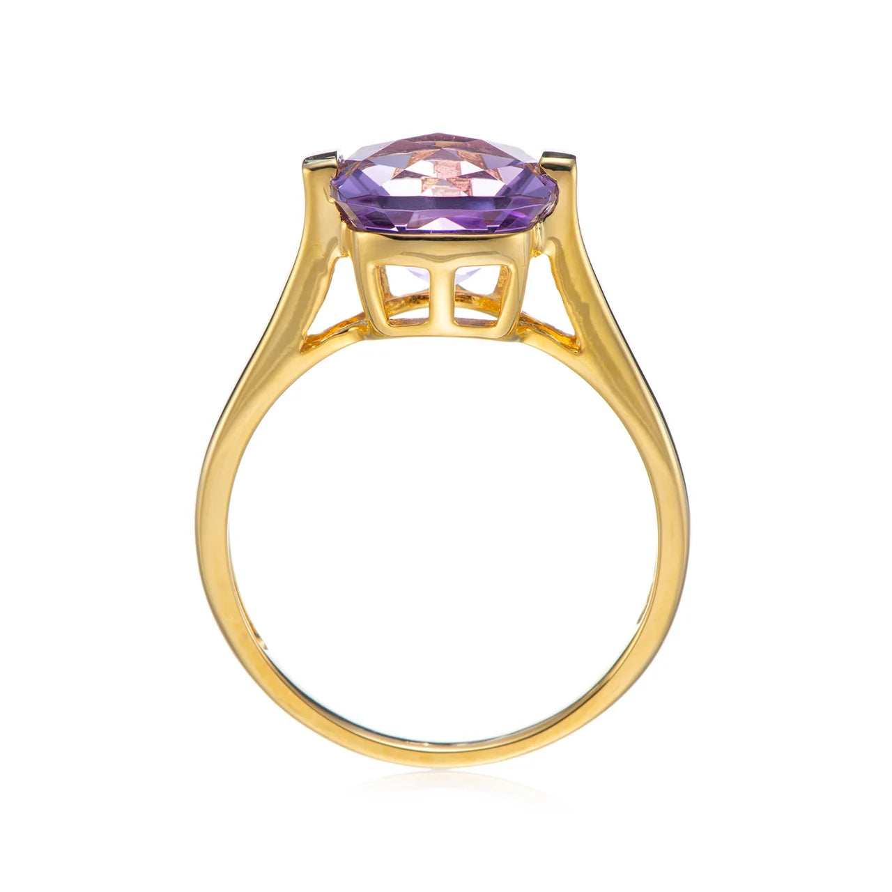 10mm Amethyst 18k Yellow Gold Over Sterling Silver Ring