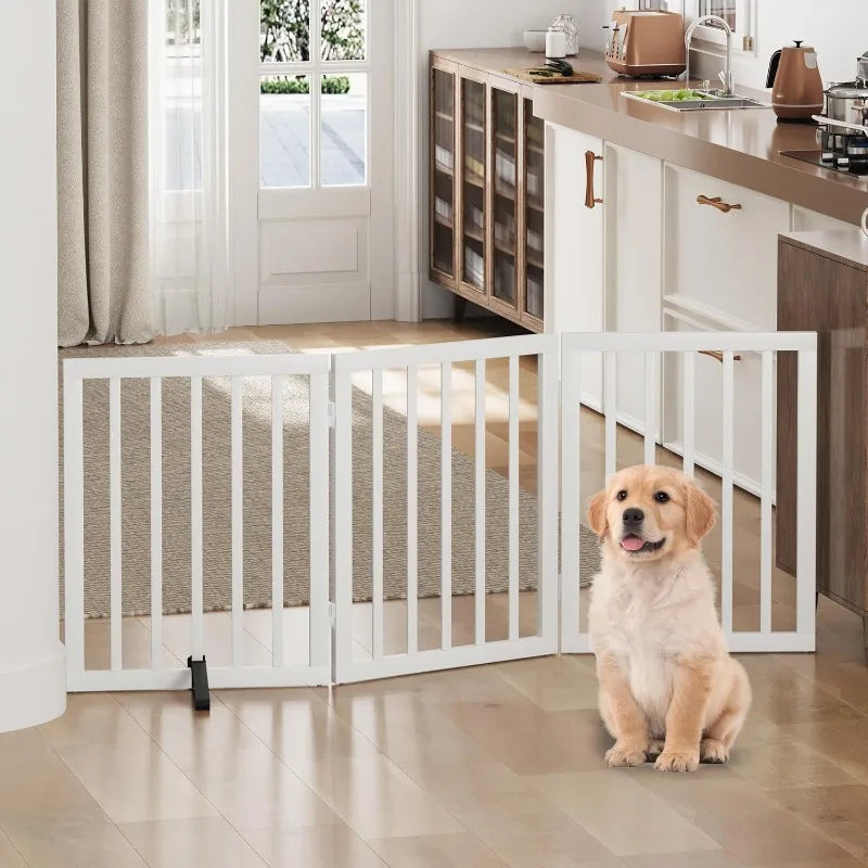 Dog Gate, Bamboo Freestanding Dog Gates for Doorways, Foldable Dog Gate Indoor, Pet Gates for Doorways Bedroom, Puppy Gate