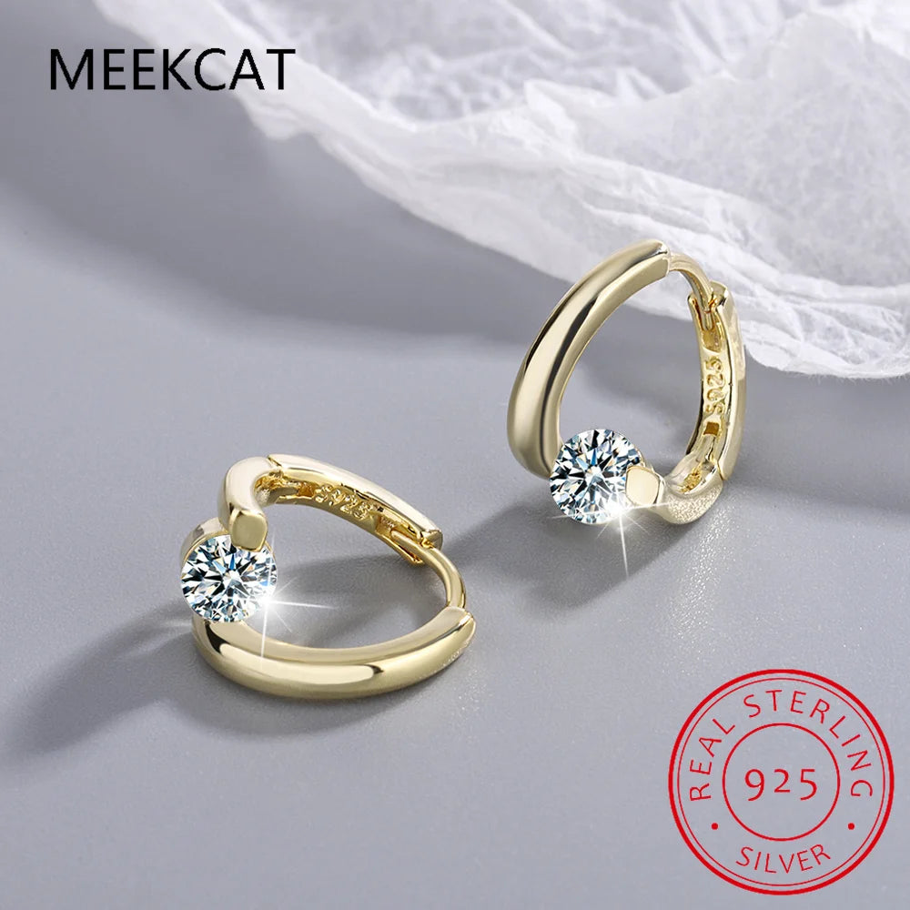 1ct D Moissanite Solitaire Earrings for Women 2023 Diamond Sterling Silver Hoop Earrings 925 Drop Earrings for Girls 14k Gold