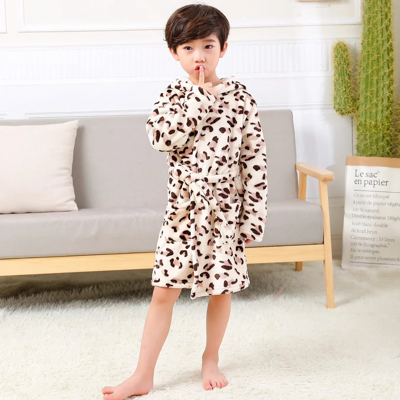 Warm Soft Children Flannel Pajamas New Boys Dinosaur Robe Autumn Winter Kids Bathrobe Baby Girl Homewear Child Sleepwear 2-8Year