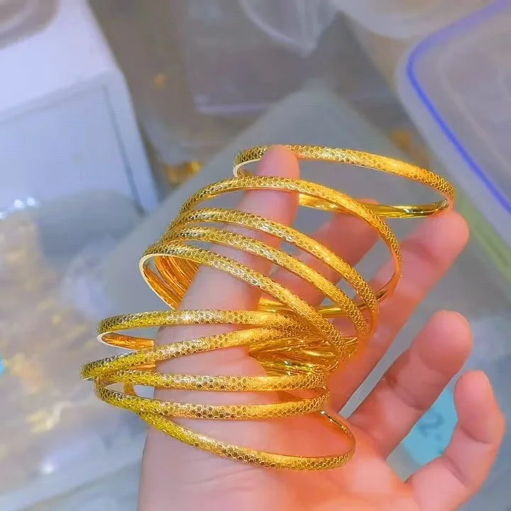 9999 24K real gold 4mm flash dragon scale bracelet women's ancient gold shop the same imitation bracelet fashion hand jewelry