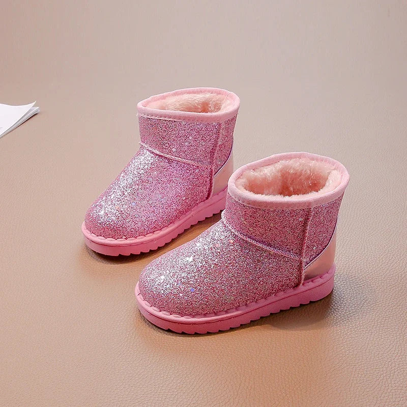 Warm Kids Snow Boots For Children New Toddler Winter Princess Child Shoes Non-slip Flat Round Toe Boys Girls Baby Lovely Boots