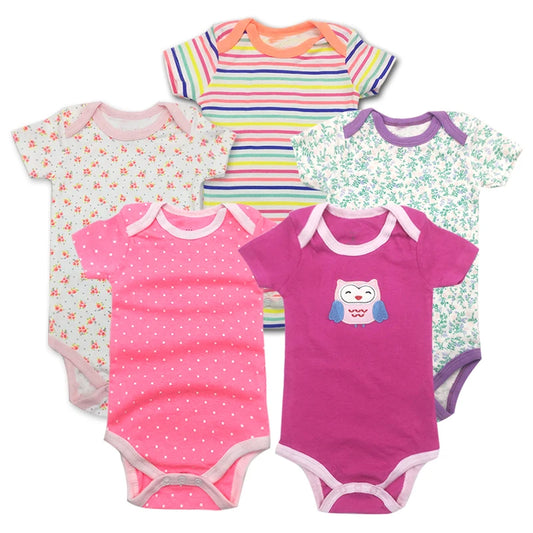 5piece/lot Baby Bodysuit Newborn Babies Boys Girls Body Random 3 Pack 3 6 9 12 18 24 Months Infant Short Sleeve Clothing