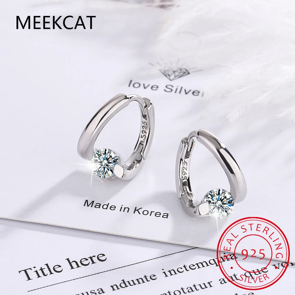 1ct D Moissanite Solitaire Earrings for Women 2023 Diamond Sterling Silver Hoop Earrings 925 Drop Earrings for Girls 14k Gold