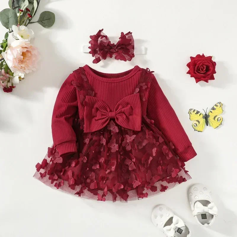 Baby Dresses for Girls Spring Autumn Girl Dress Child Baby Sweet Princess Dress Infant Fashion Girl Mesh Butterfly Newborn Dress