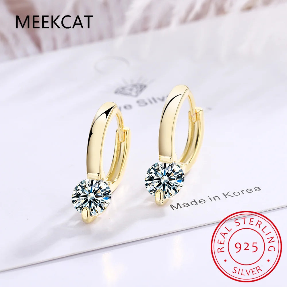 1ct D Moissanite Solitaire Earrings for Women 2023 Diamond Sterling Silver Hoop Earrings 925 Drop Earrings for Girls 14k Gold