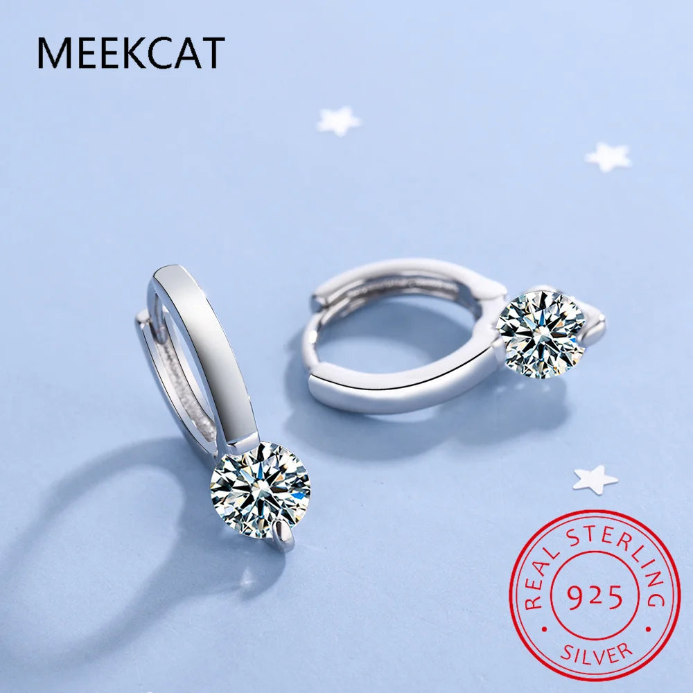 1ct D Moissanite Solitaire Earrings for Women 2023 Diamond Sterling Silver Hoop Earrings 925 Drop Earrings for Girls 14k Gold