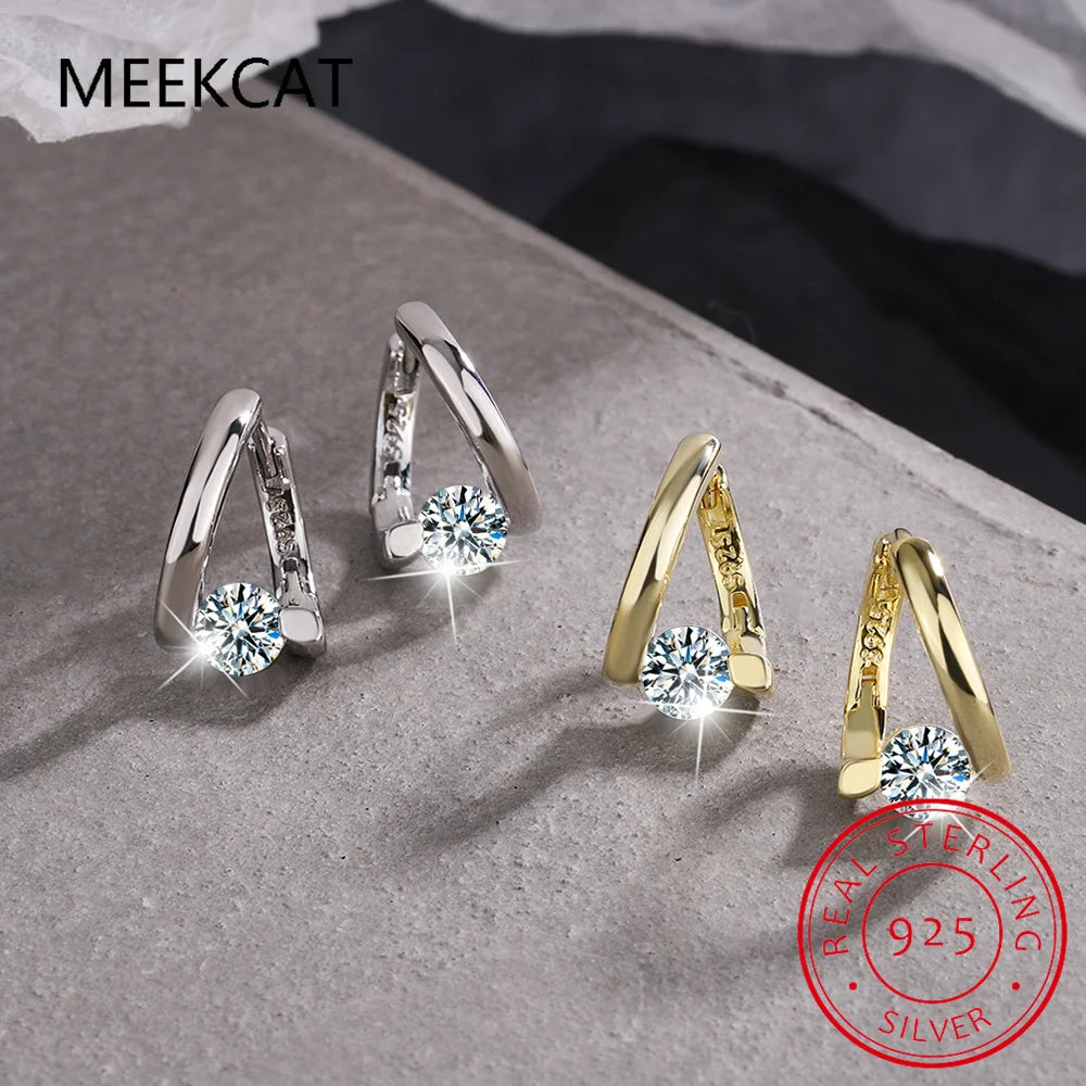 1ct D Moissanite Solitaire Earrings for Women 2023 Diamond Sterling Silver Hoop Earrings 925 Drop Earrings for Girls 14k Gold