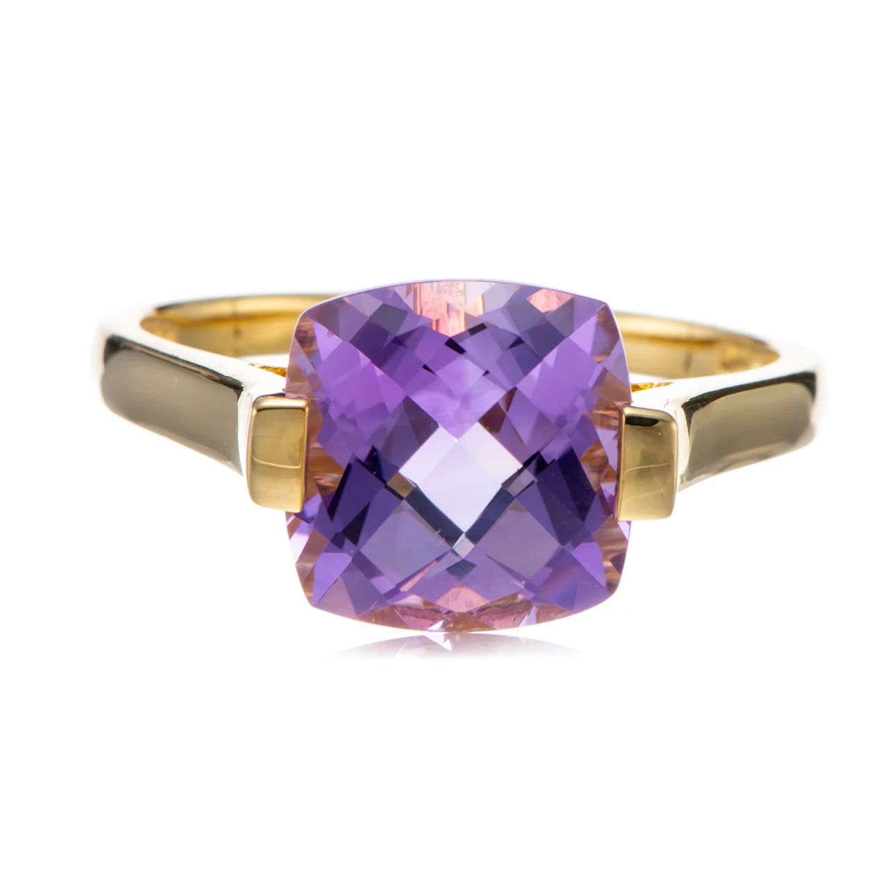 10mm Amethyst 18k Yellow Gold Over Sterling Silver Ring