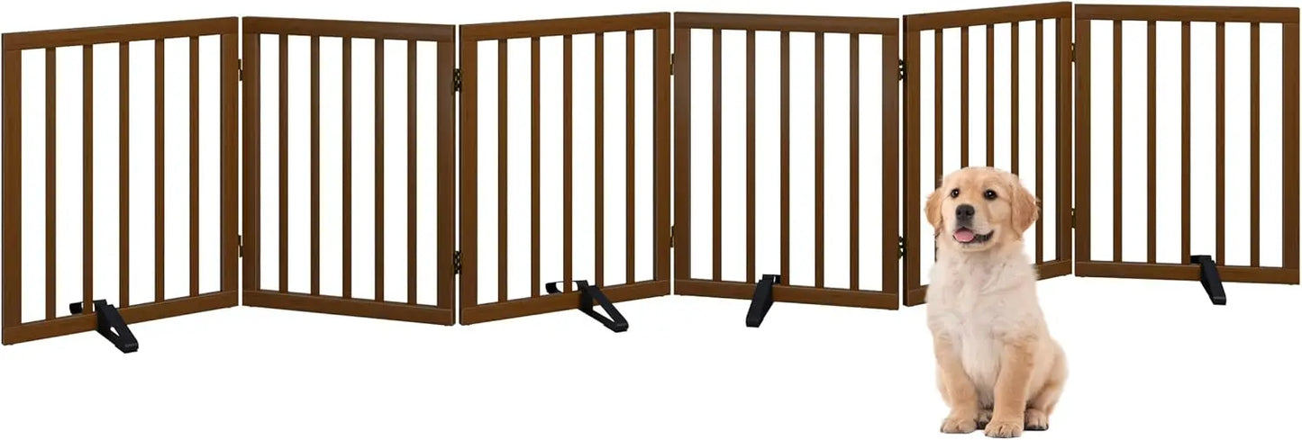 Dog Gate, Bamboo Freestanding Dog Gates for Doorways, Foldable Dog Gate Indoor, Pet Gates for Doorways Bedroom, Puppy Gate