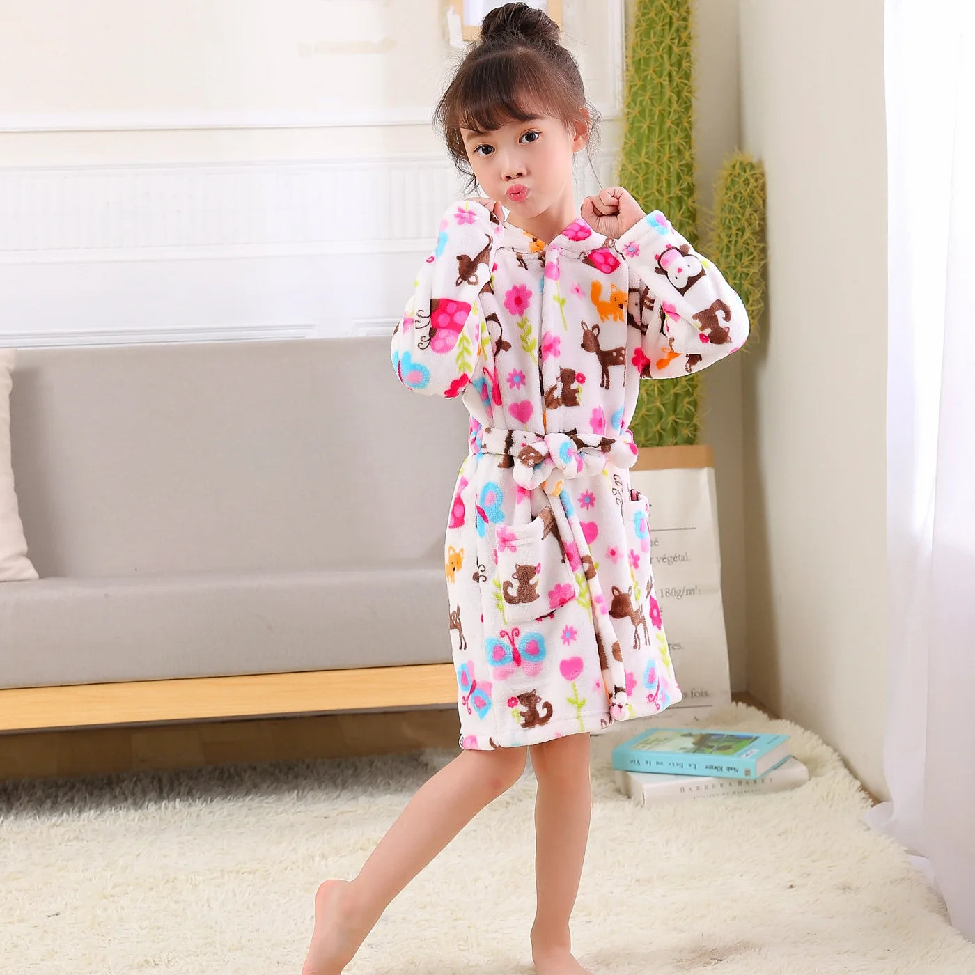 Warm Soft Children Flannel Pajamas New Boys Dinosaur Robe Autumn Winter Kids Bathrobe Baby Girl Homewear Child Sleepwear 2-8Year